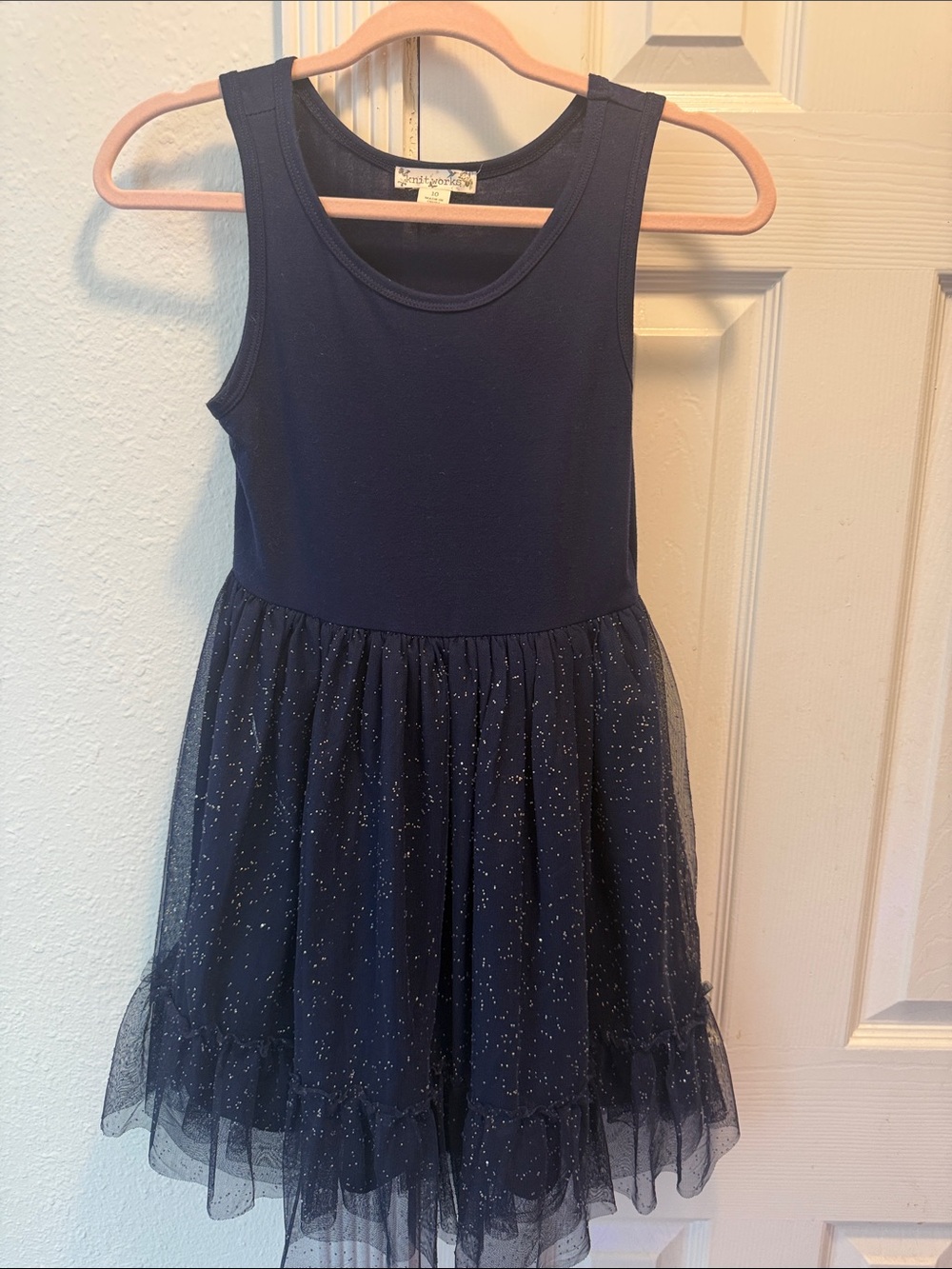 Knitworks Navy Glitter Tulle Tank Dress
